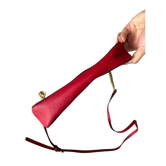 MICHAEL KORS  Red Saffiano Leather Gold Chain Crossbody Bag - Picture 4 of 13